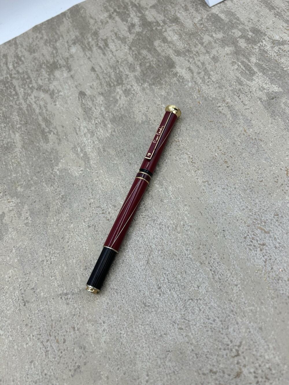 Vintage Pierre Cardin Fountain Pen Burgundy & Gold Tone Steel France Germany